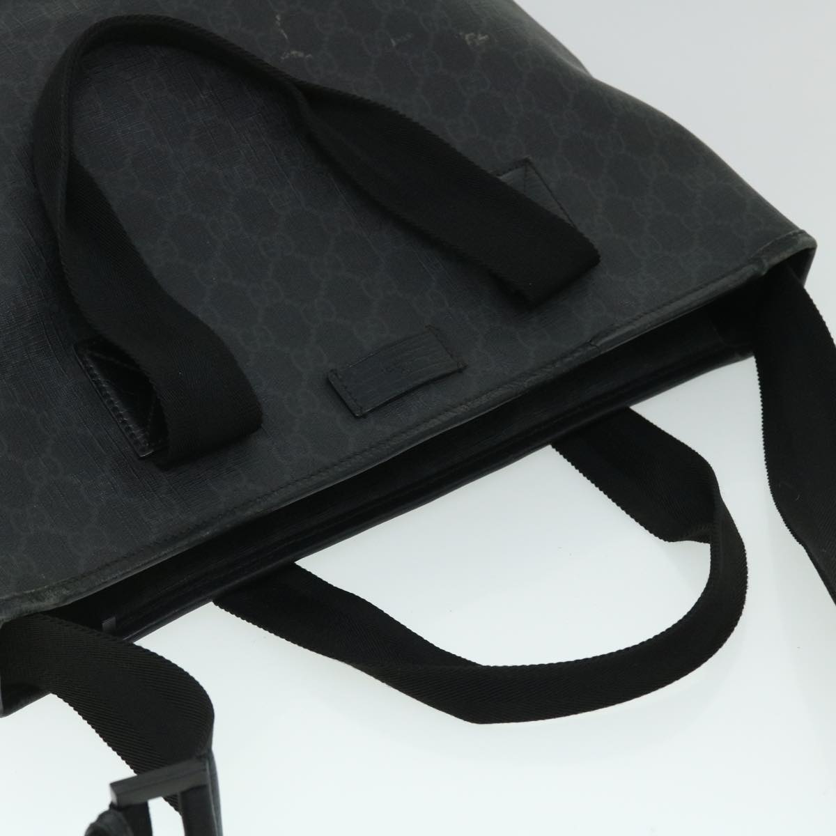 GUCCI GG Canvas Tote Bag PVC Leather 2way Black 162163 bs7983