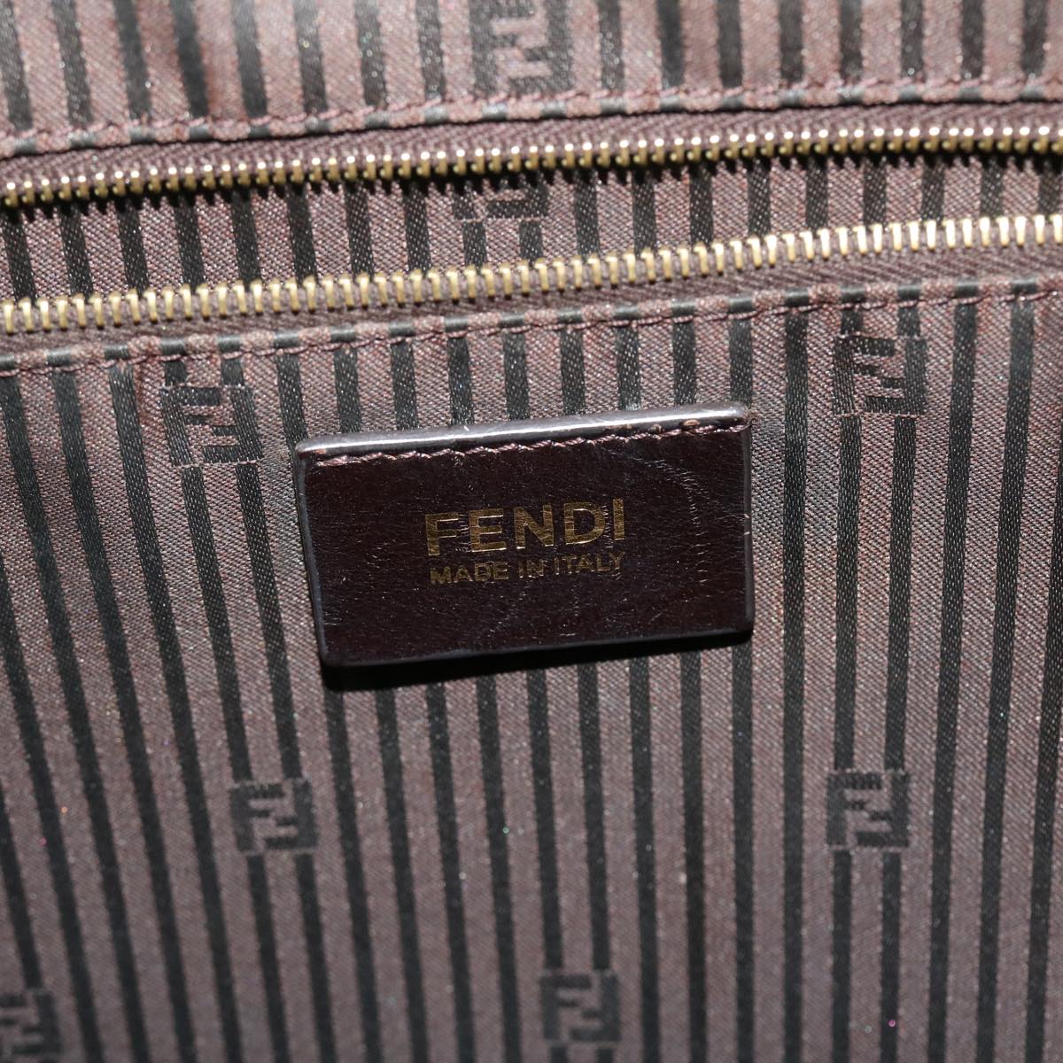 FENDI Hand Bag Leather PVC Leather Brown bs8008