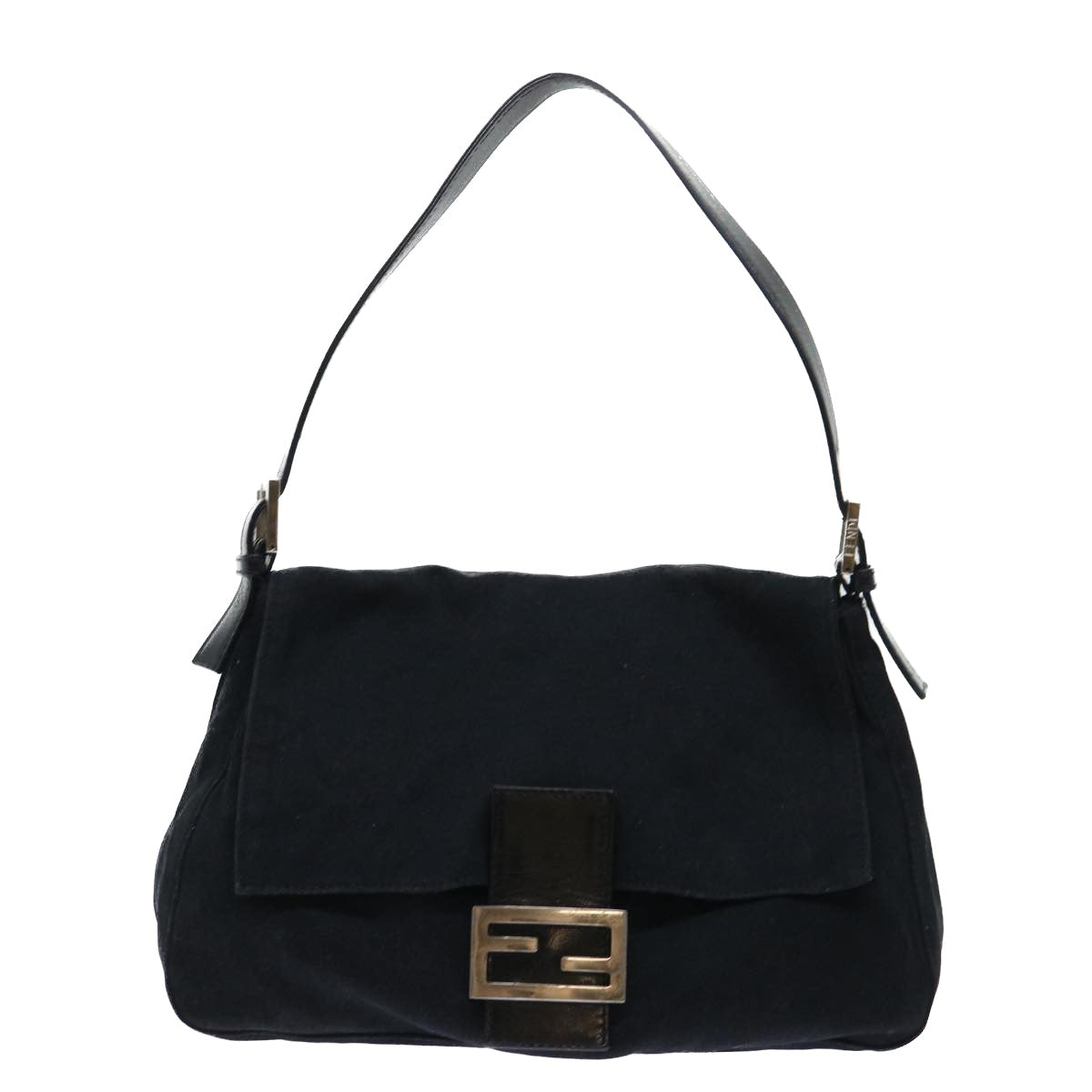 FENDI Mamma Baguette Shoulder Bag Nylon Leather Black bs8028