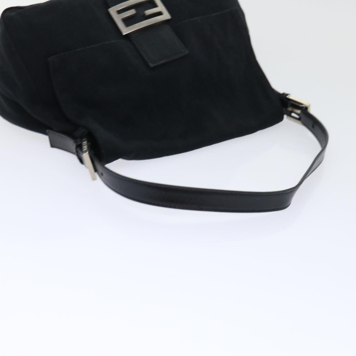 FENDI Mamma Baguette Shoulder Bag Nylon Leather Black bs8028