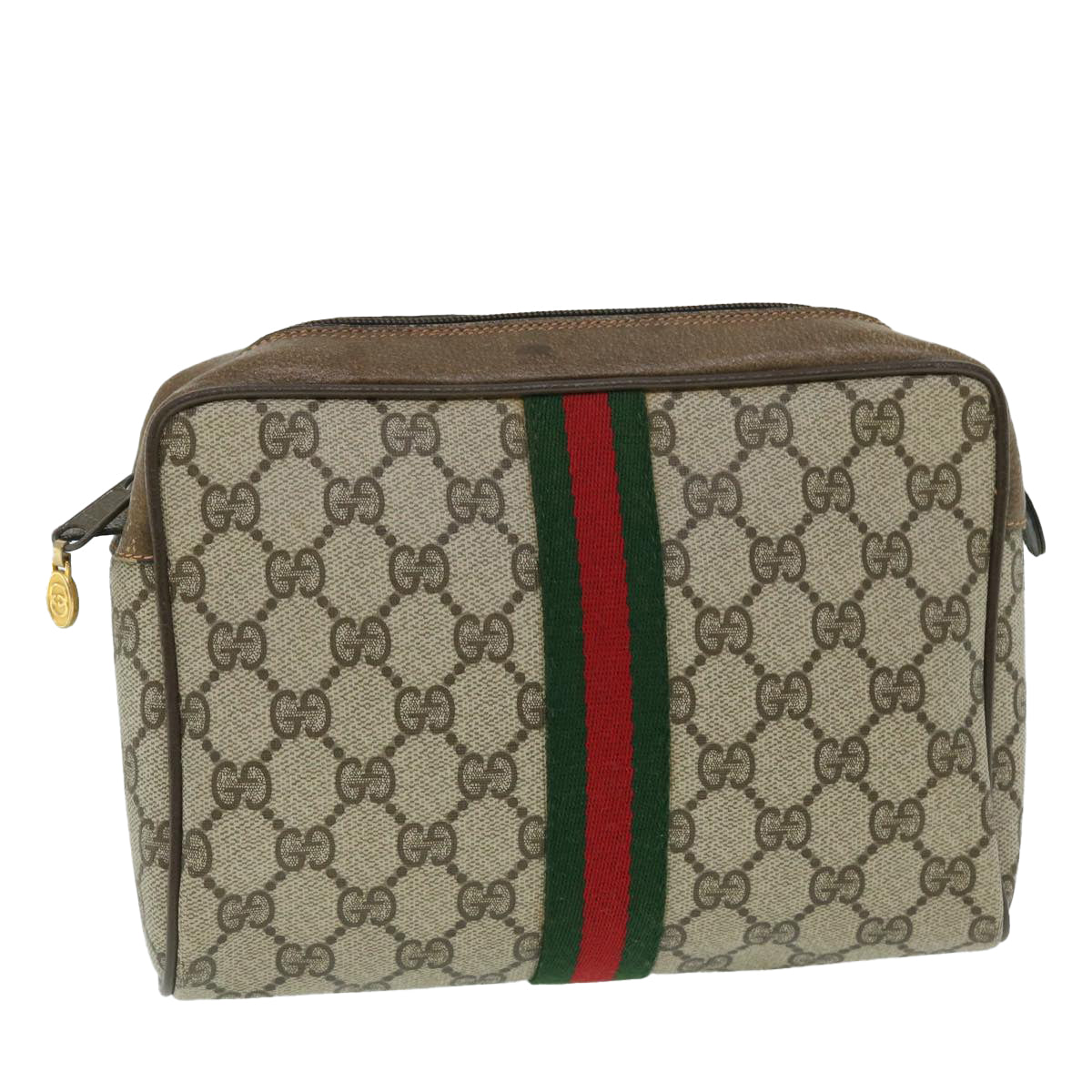 GUCCI GG Canvas Web Sherry Line Clutch Bag Beige Red Green 89 01 012 bs8038
