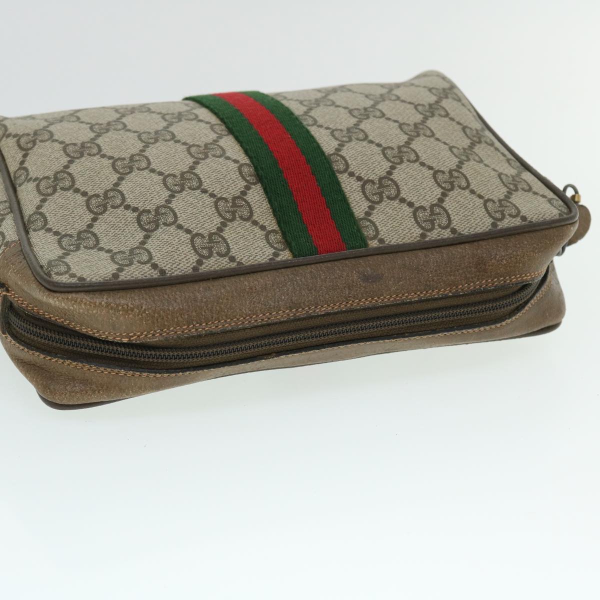 GUCCI GG Canvas Web Sherry Line Clutch Bag Beige Red Green 89 01 012 bs8038