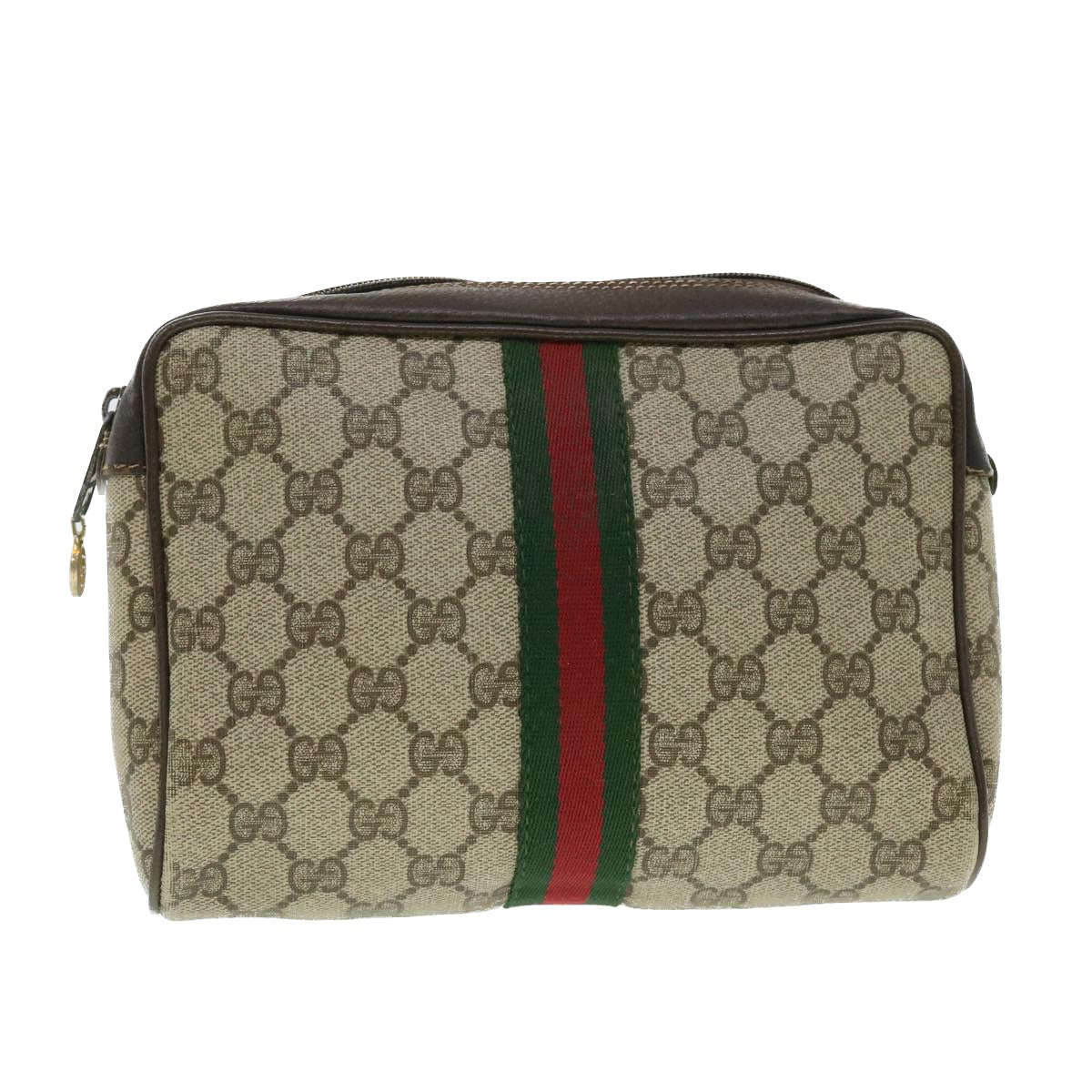GUCCI GG Canvas Web Sherry Line Clutch Bag Beige Red 98 72 014 3553 bs8039