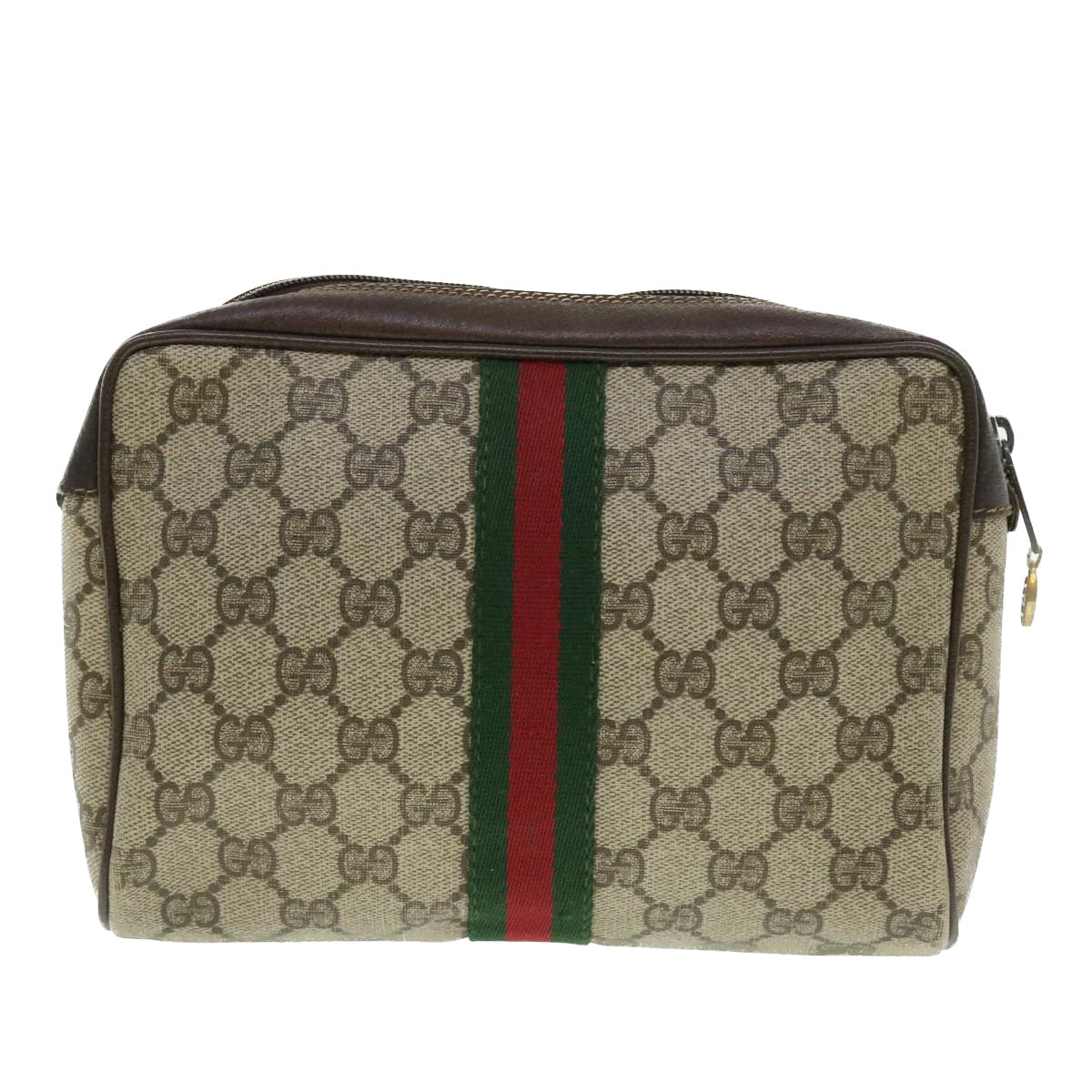 GUCCI GG Canvas Web Sherry Line Clutch Bag Beige Red 98 72 014 3553 bs8039