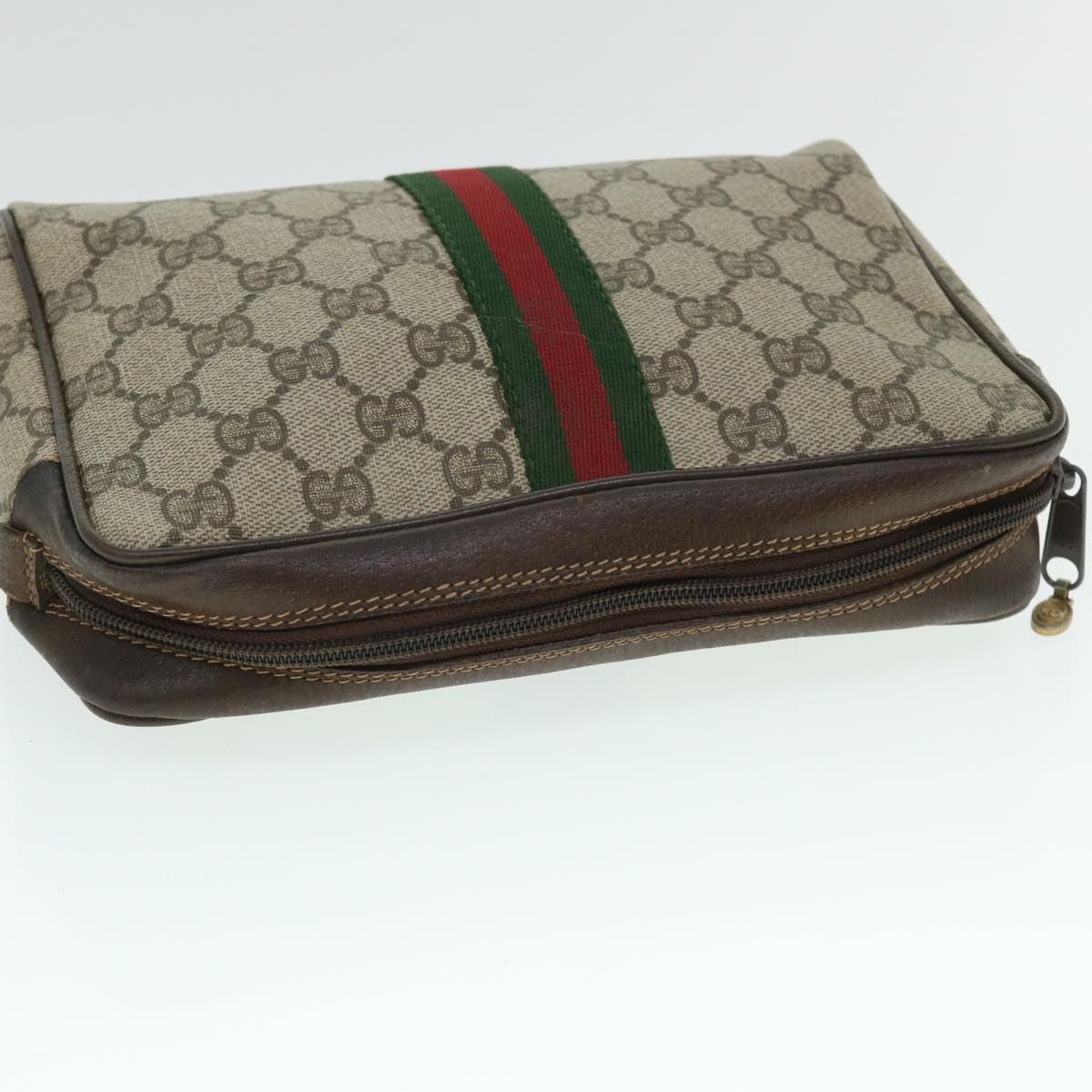 GUCCI GG Canvas Web Sherry Line Clutch Bag Beige Red 98 72 014 3553 bs8039