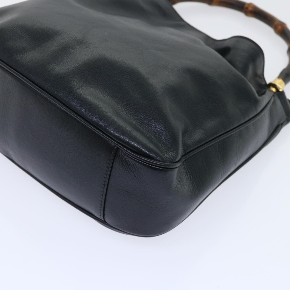 GUCCI Bamboo Shoulder Bag Leather 2way Black 001 1732 1688 bs8089