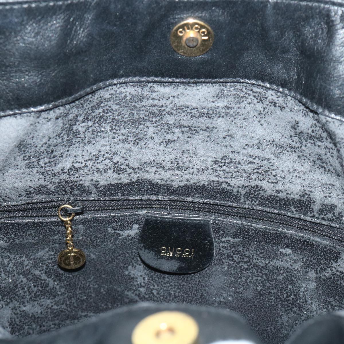 GUCCI Bamboo Shoulder Bag Leather 2way Black 001 1732 1688 bs8089