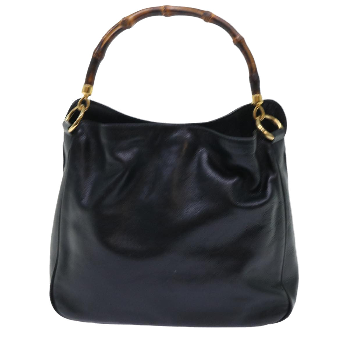 GUCCI Bamboo Shoulder Bag Leather 2way Black 001 1732 1688 bs8089