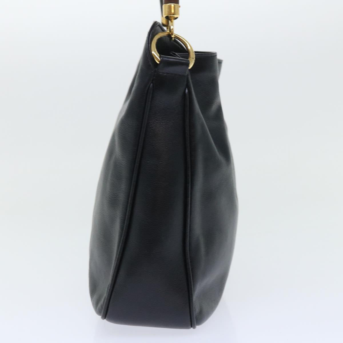 GUCCI Bamboo Shoulder Bag Leather 2way Black 001 1732 1688 bs8089