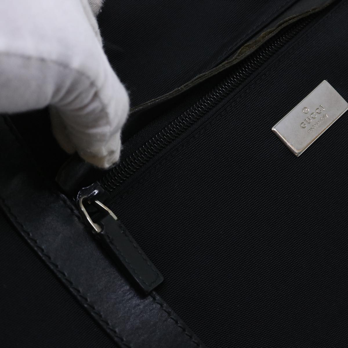 GUCCI Shoulder Bag Canvas Black bs8090