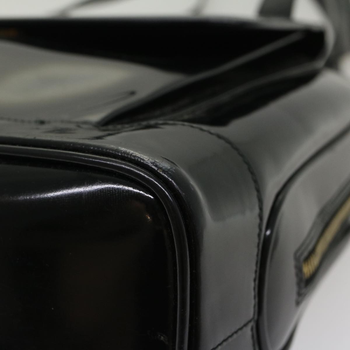 GUCCI Bamboo Shoulder Bag Patent leather Black bs8138