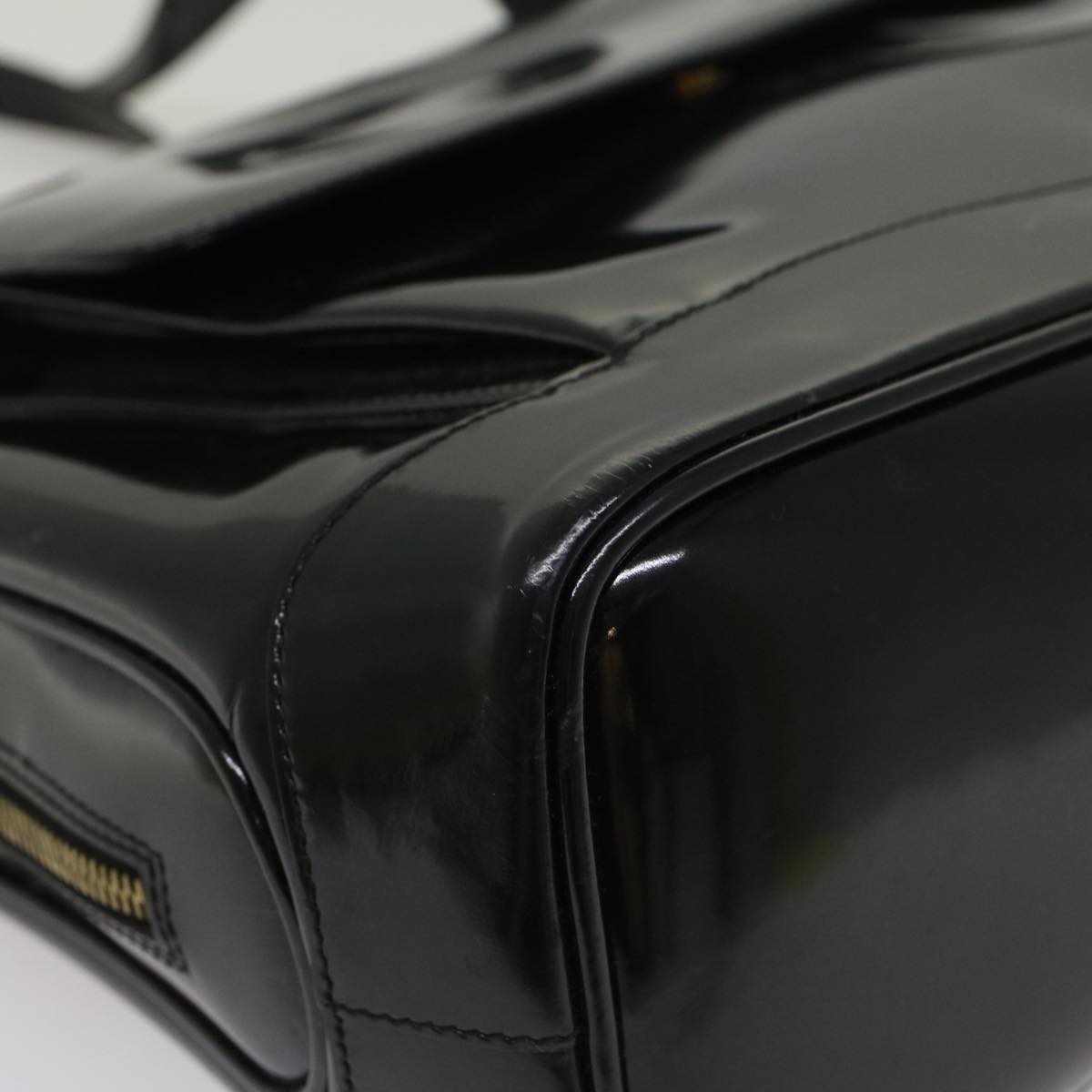 GUCCI Bamboo Shoulder Bag Patent leather Black bs8138