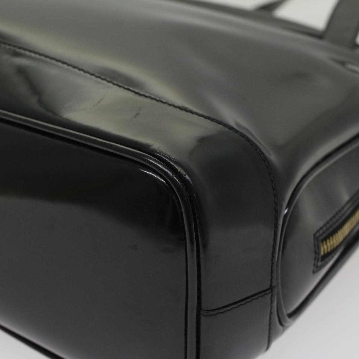 GUCCI Bamboo Shoulder Bag Patent leather Black bs8138