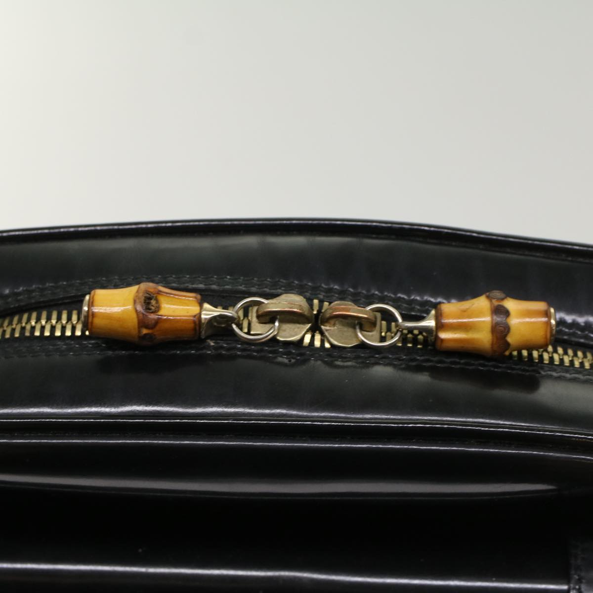 GUCCI Bamboo Shoulder Bag Patent leather Black bs8138