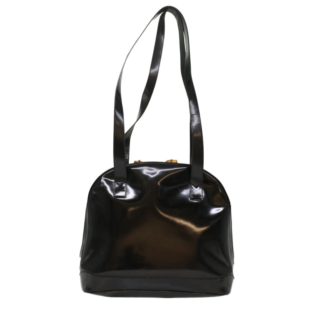 GUCCI Bamboo Shoulder Bag Patent leather Black bs8138