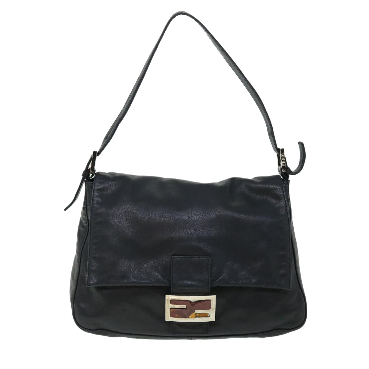FENDI Mamma Baguette Shoulder Bag Leather Black bs8192