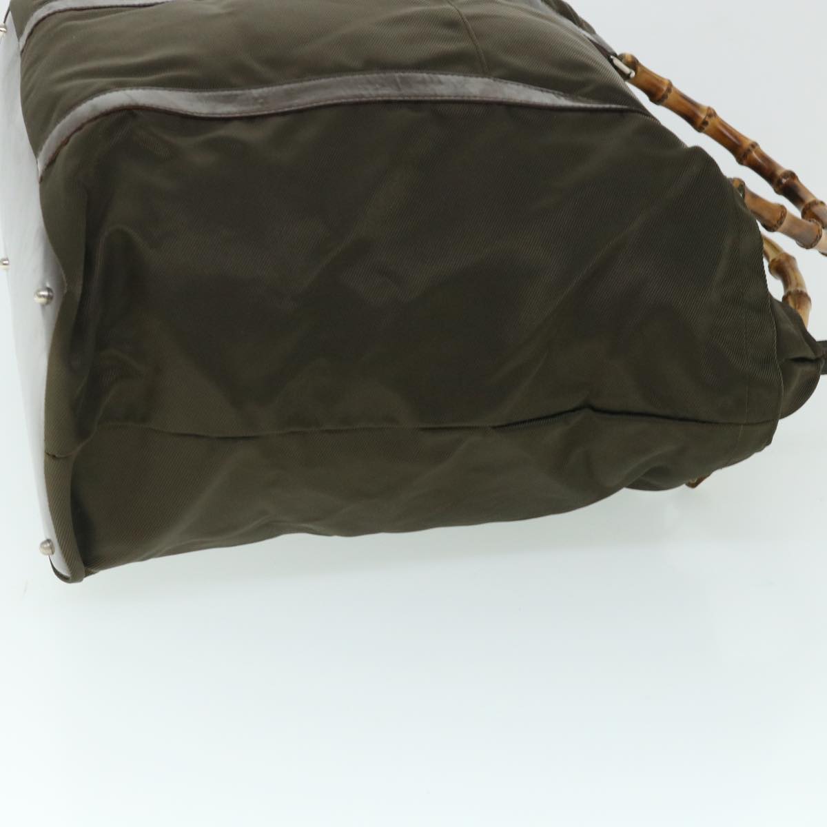 GUCCI Bamboo Hand Bag Nylon Canvas Khaki 002 2058 0412 5 bs8251