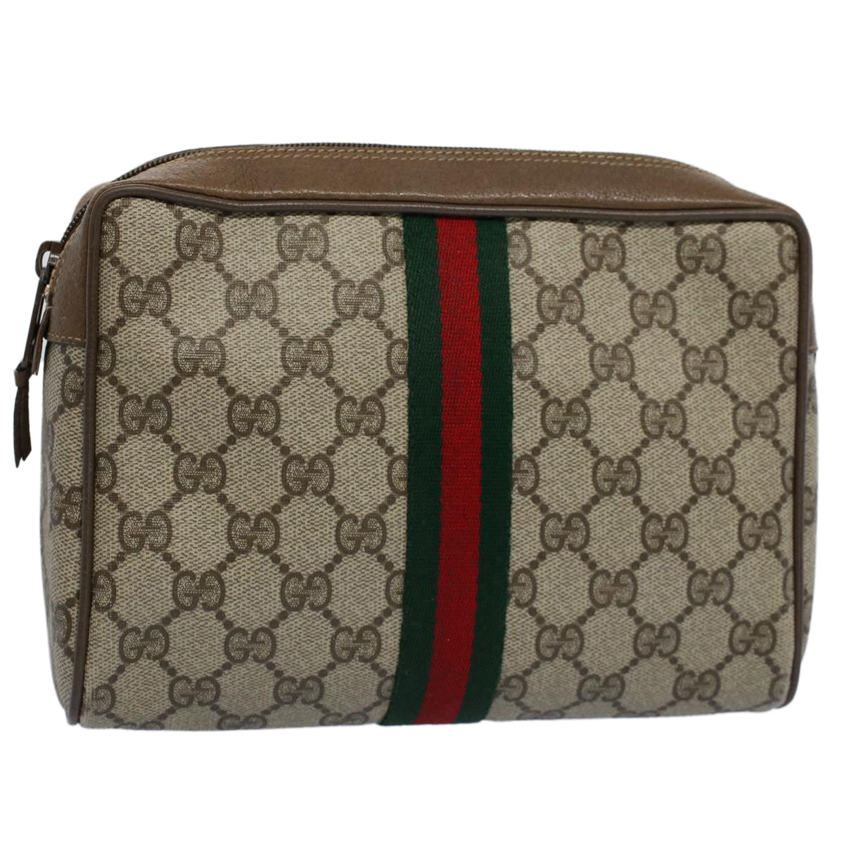 GUCCI GG Canvas Web Sherry Line Clutch Bag Beige Red Green 89 01 012 bs8258