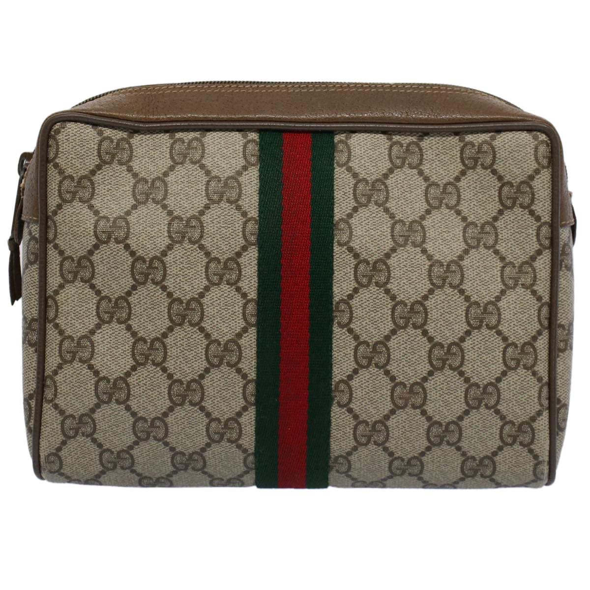 GUCCI GG Canvas Web Sherry Line Clutch Bag Beige Red Green 89 01 012 bs8258