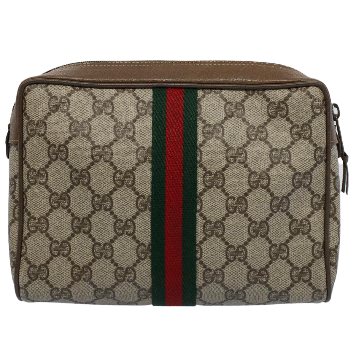 GUCCI GG Canvas Web Sherry Line Clutch Bag Beige Red Green 89 01 012 bs8258