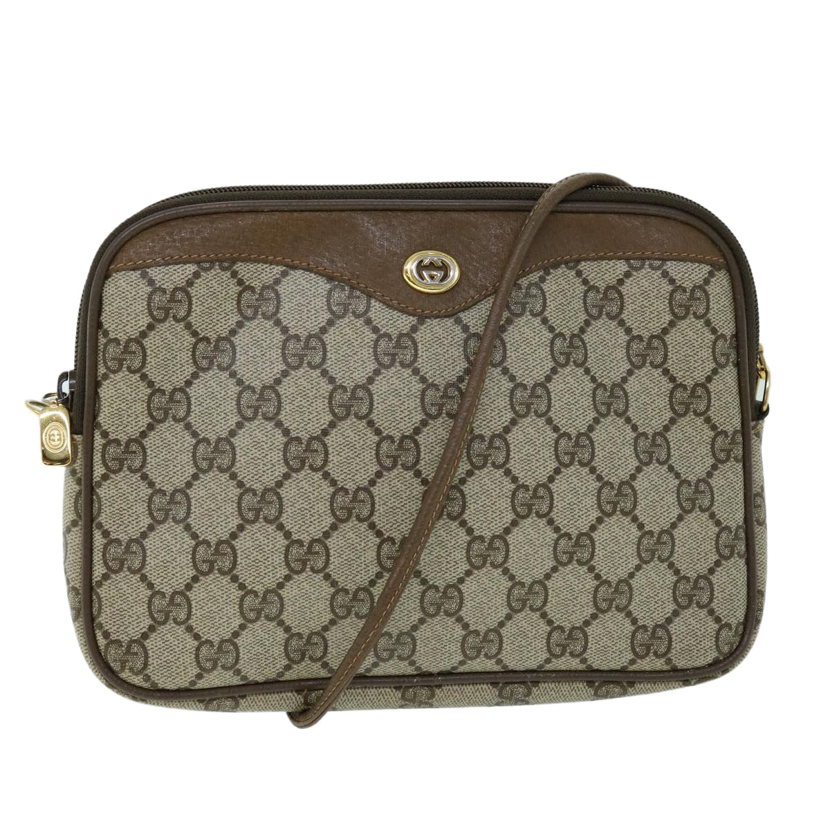 GUCCI GG Canvas Shoulder Bag PVC Leather Beige bs8259