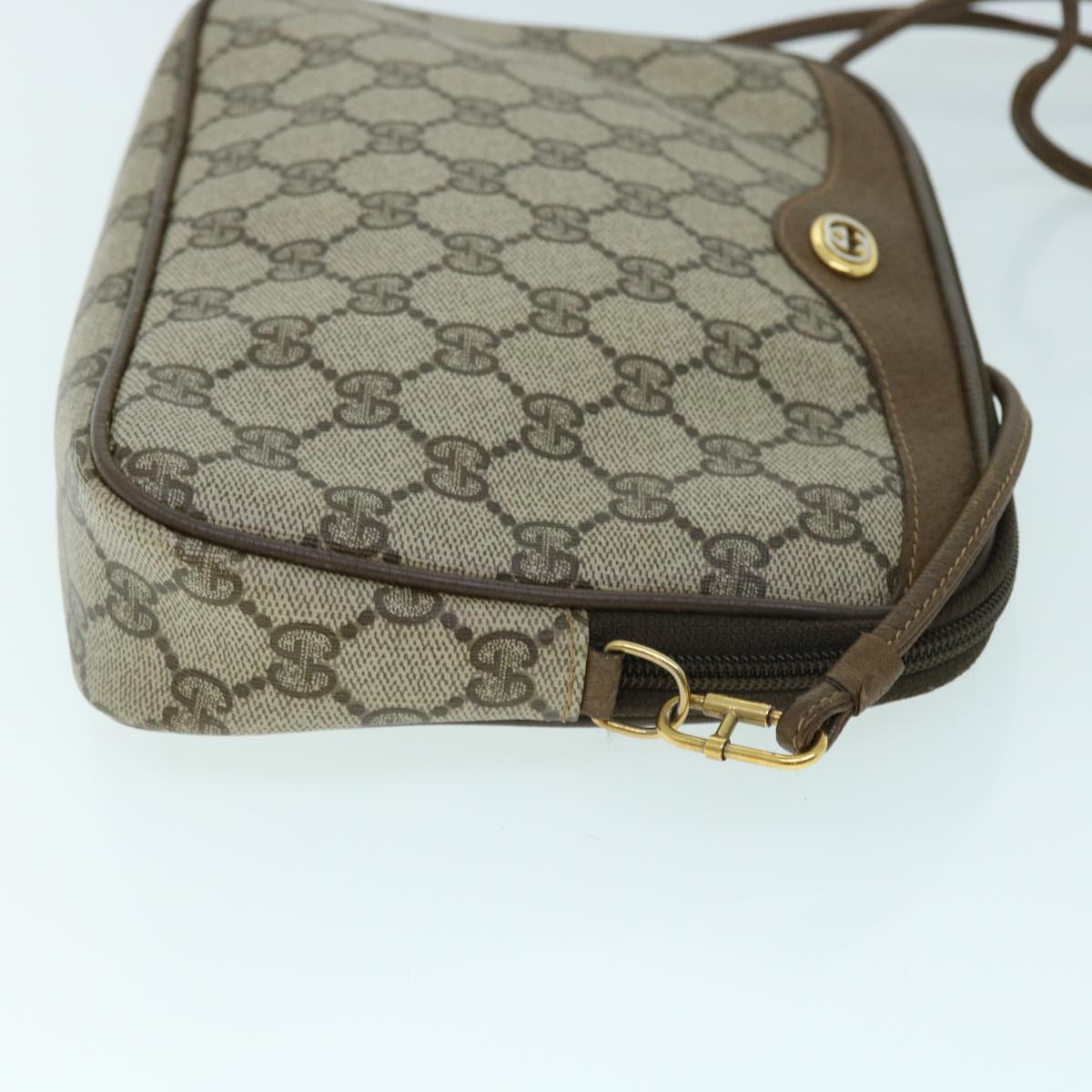 GUCCI GG Canvas Shoulder Bag PVC Leather Beige bs8259