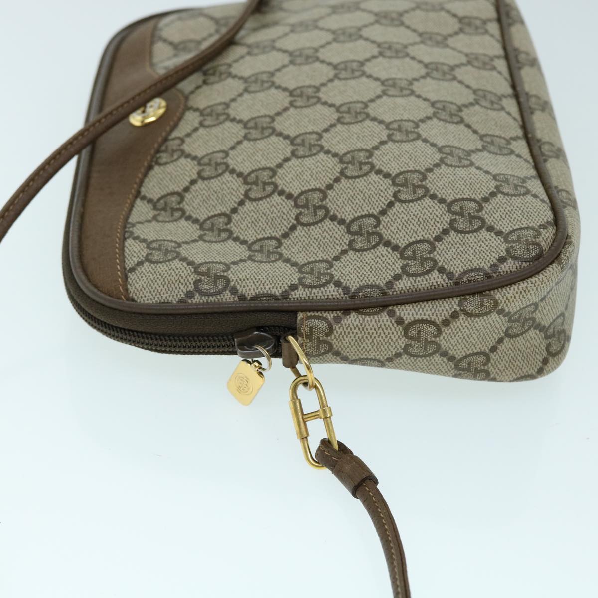 GUCCI GG Canvas Shoulder Bag PVC Leather Beige bs8259