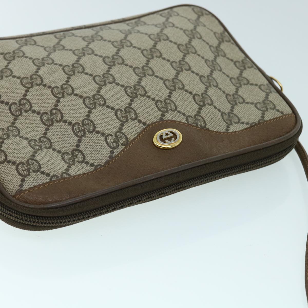 GUCCI GG Canvas Shoulder Bag PVC Leather Beige bs8259