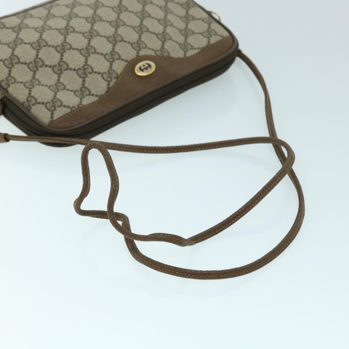 GUCCI GG Canvas Shoulder Bag PVC Leather Beige bs8259