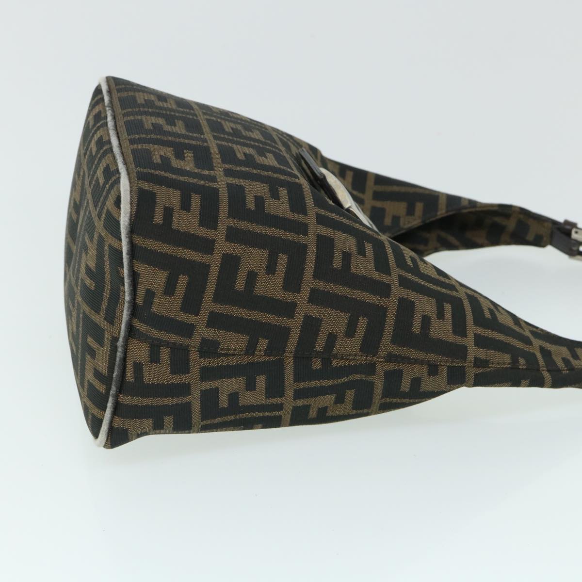FENDI Zucca Canvas Mamma Baguette Shoulder Bag Black Brown bs8308