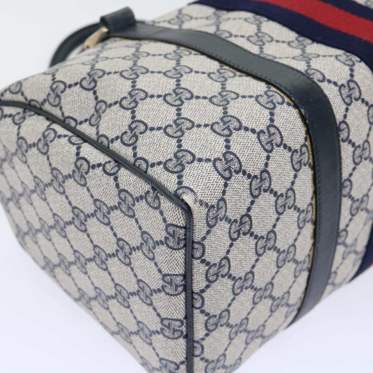 GUCCI GG Canvas Sherry Line Boston Bag Red Navy gray 010 378 bs8340