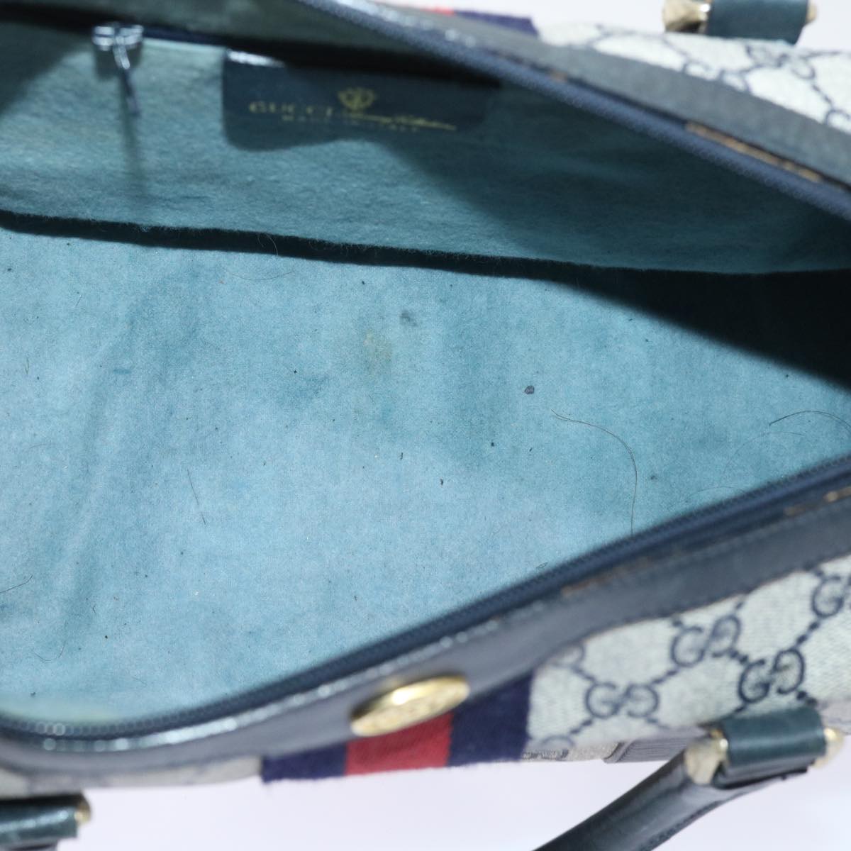 GUCCI GG Canvas Sherry Line Boston Bag Red Navy gray 010 378 bs8340