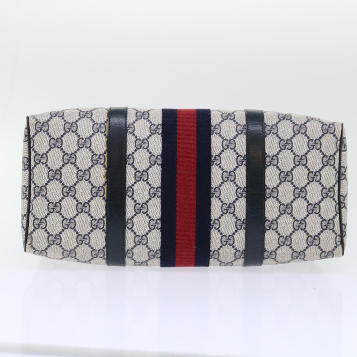 GUCCI GG Canvas Sherry Line Boston Bag Red Navy gray 010 378 bs8340