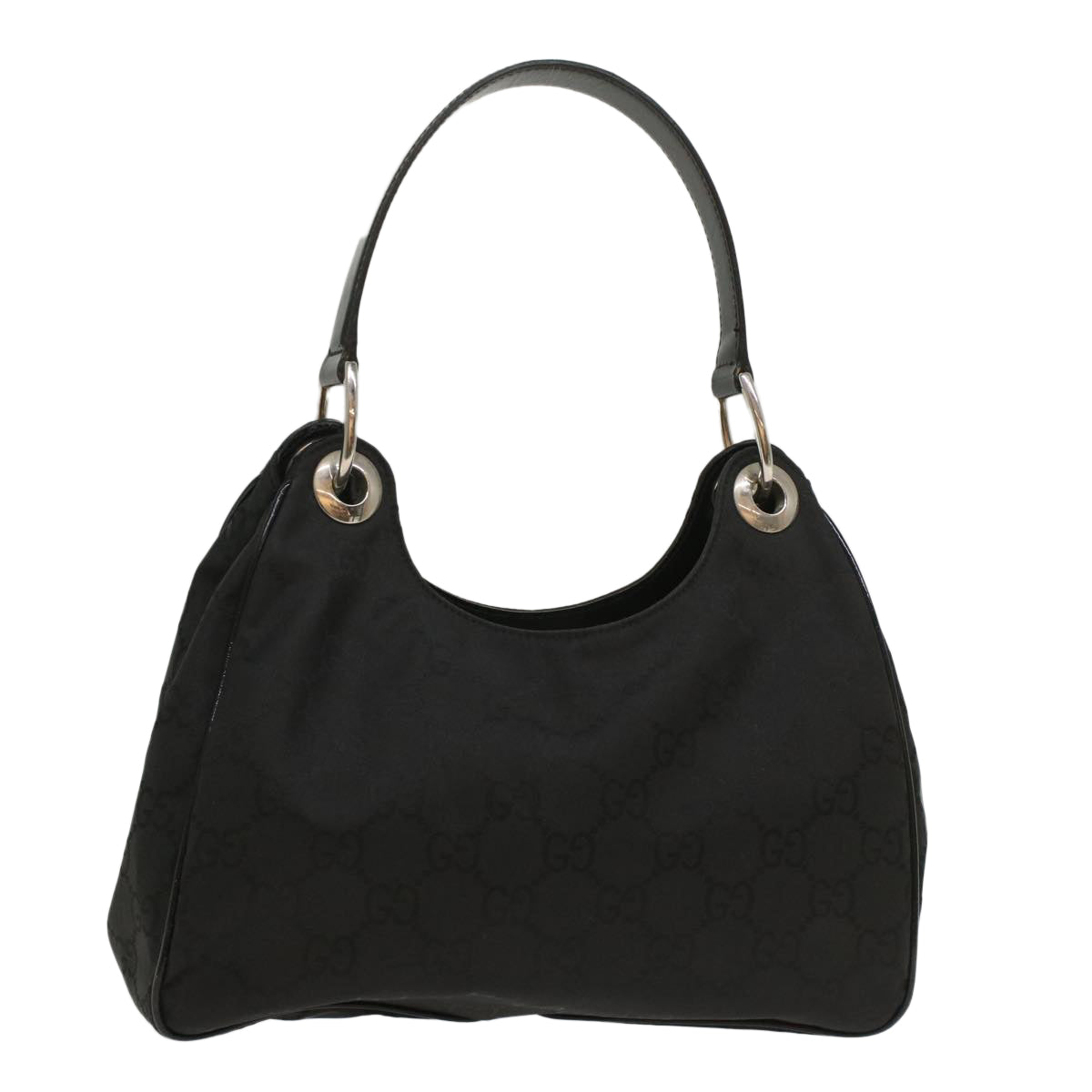 GUCCI GG Canvas Shoulder Bag Nylon Leather Black bs8394