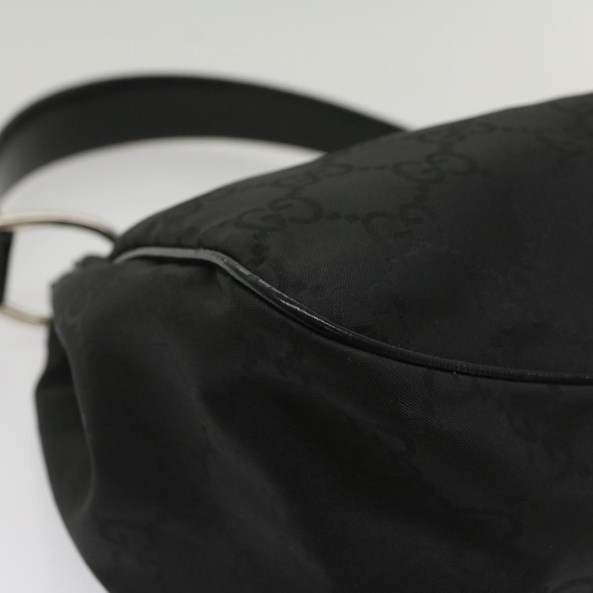 GUCCI GG Canvas Shoulder Bag Nylon Leather Black bs8394
