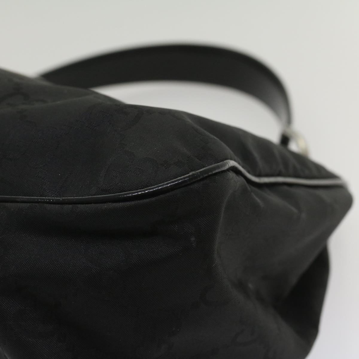 GUCCI GG Canvas Shoulder Bag Nylon Leather Black bs8394