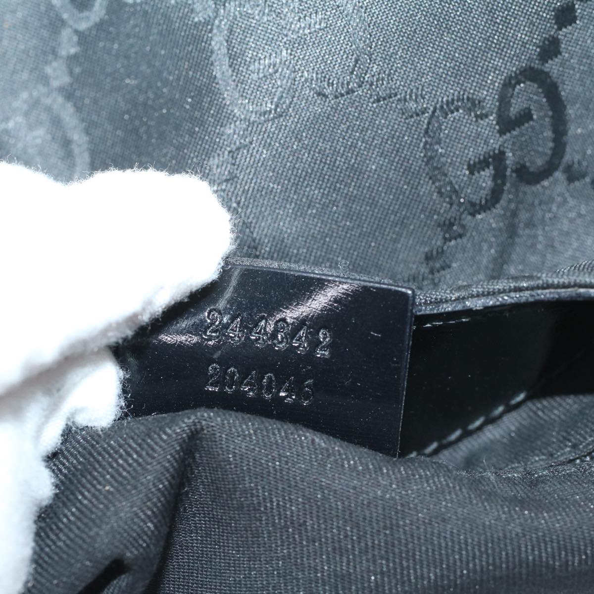 GUCCI GG Canvas Shoulder Bag Nylon Leather Black bs8394