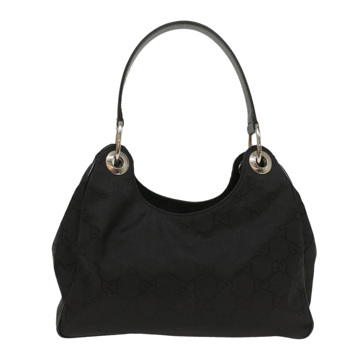 GUCCI GG Canvas Shoulder Bag Nylon Leather Black bs8394
