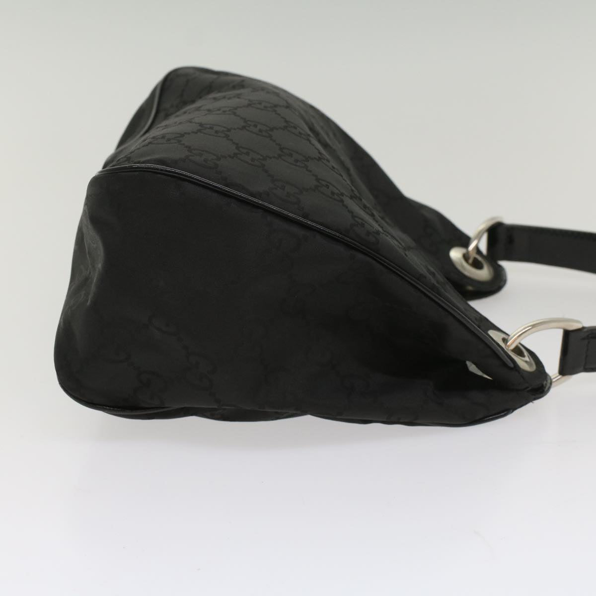 GUCCI GG Canvas Shoulder Bag Nylon Leather Black bs8394