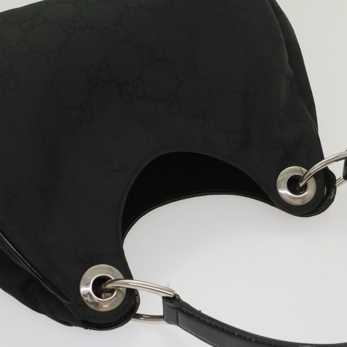 GUCCI GG Canvas Shoulder Bag Nylon Leather Black bs8394