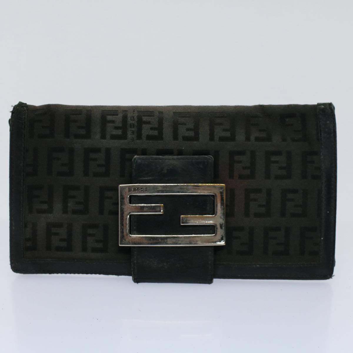 FENDI Zucca Zucchino Canvas Pouch Wallet Canvas 4Set Brown Black bs8399