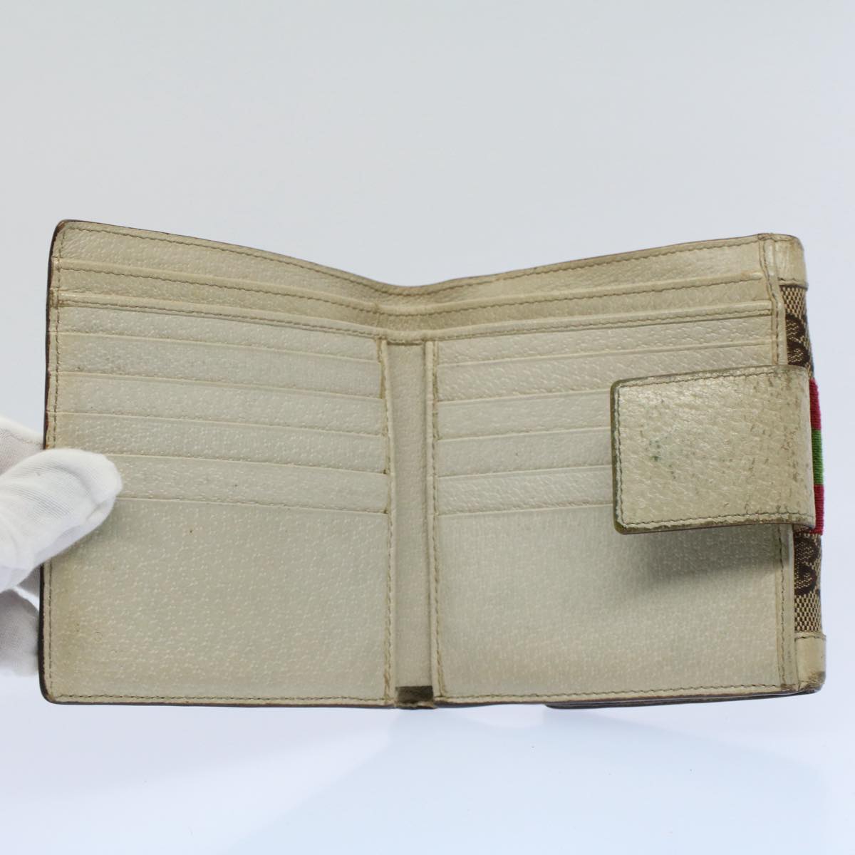 GUCCI GG Canvas Web Sherry Line Wallet Leather 5Set Beige Red black bs8401