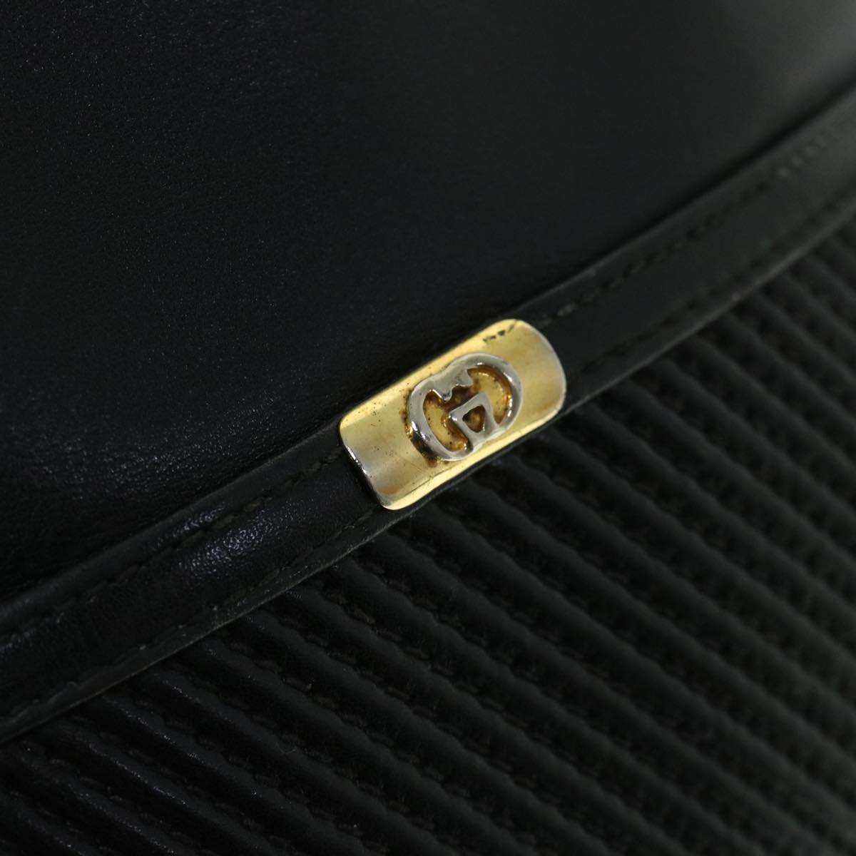 GUCCI Shoulder Bag Leather Black bs8418