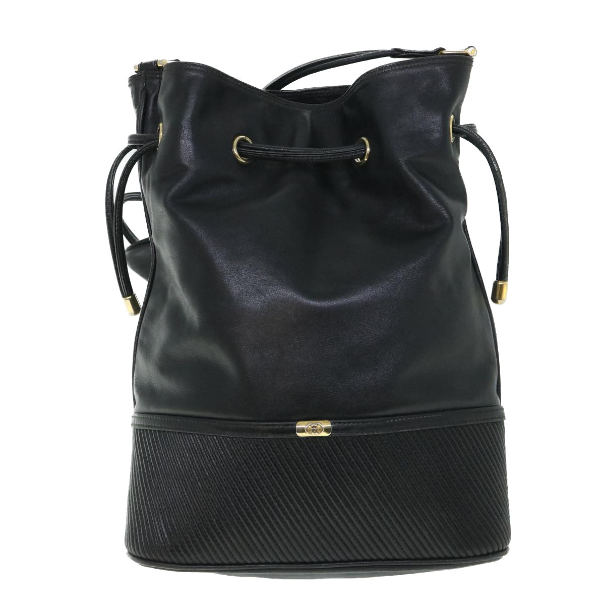 GUCCI Shoulder Bag Leather Black bs8418