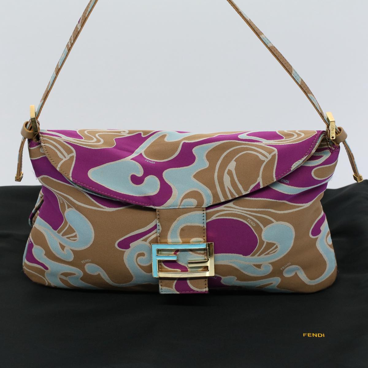 FENDI Mamma Baguette Shoulder Bag Canvas Multicolor 2305 26796 018 bs8434