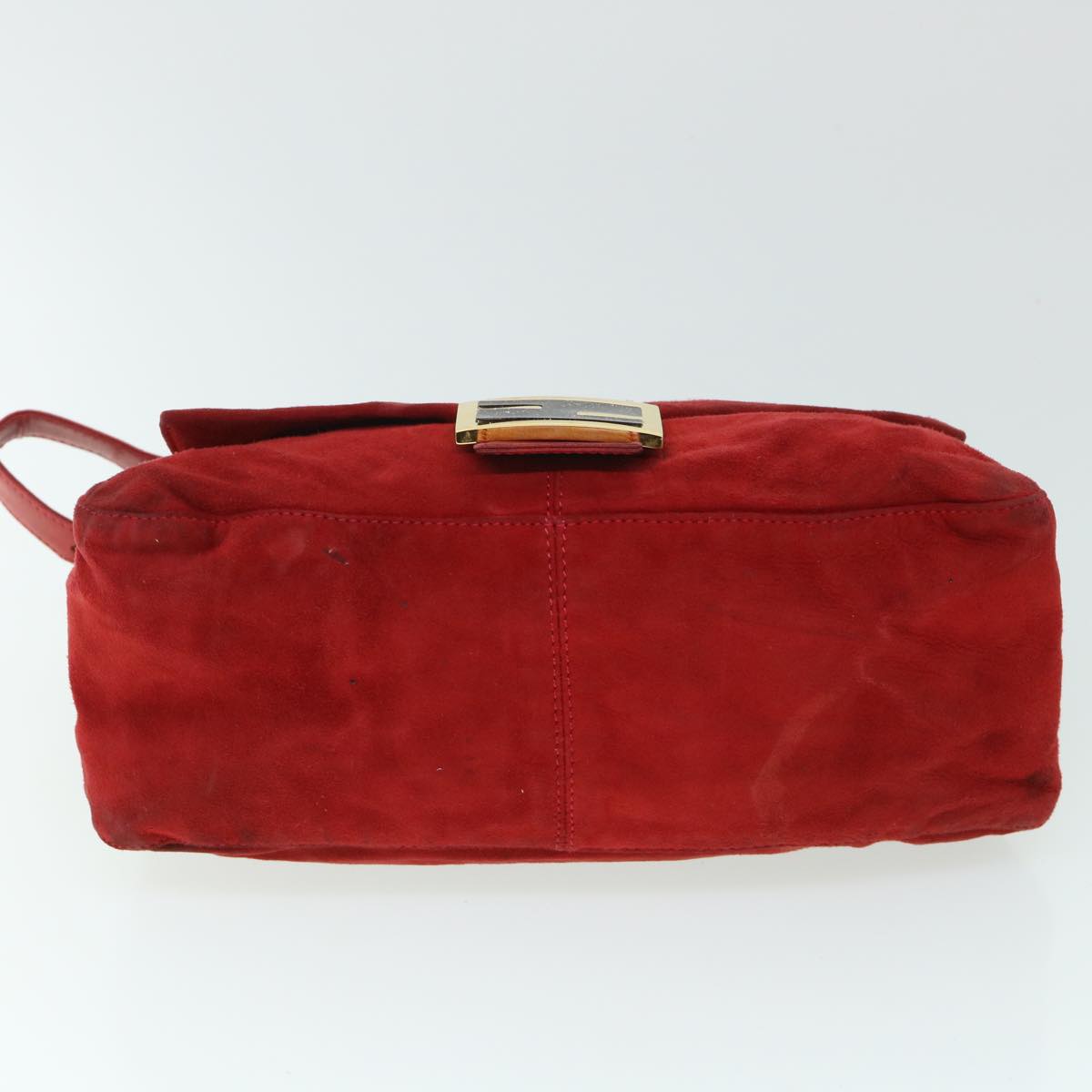 FENDI Mamma Baguette Shoulder Bag Suede Red bs8443