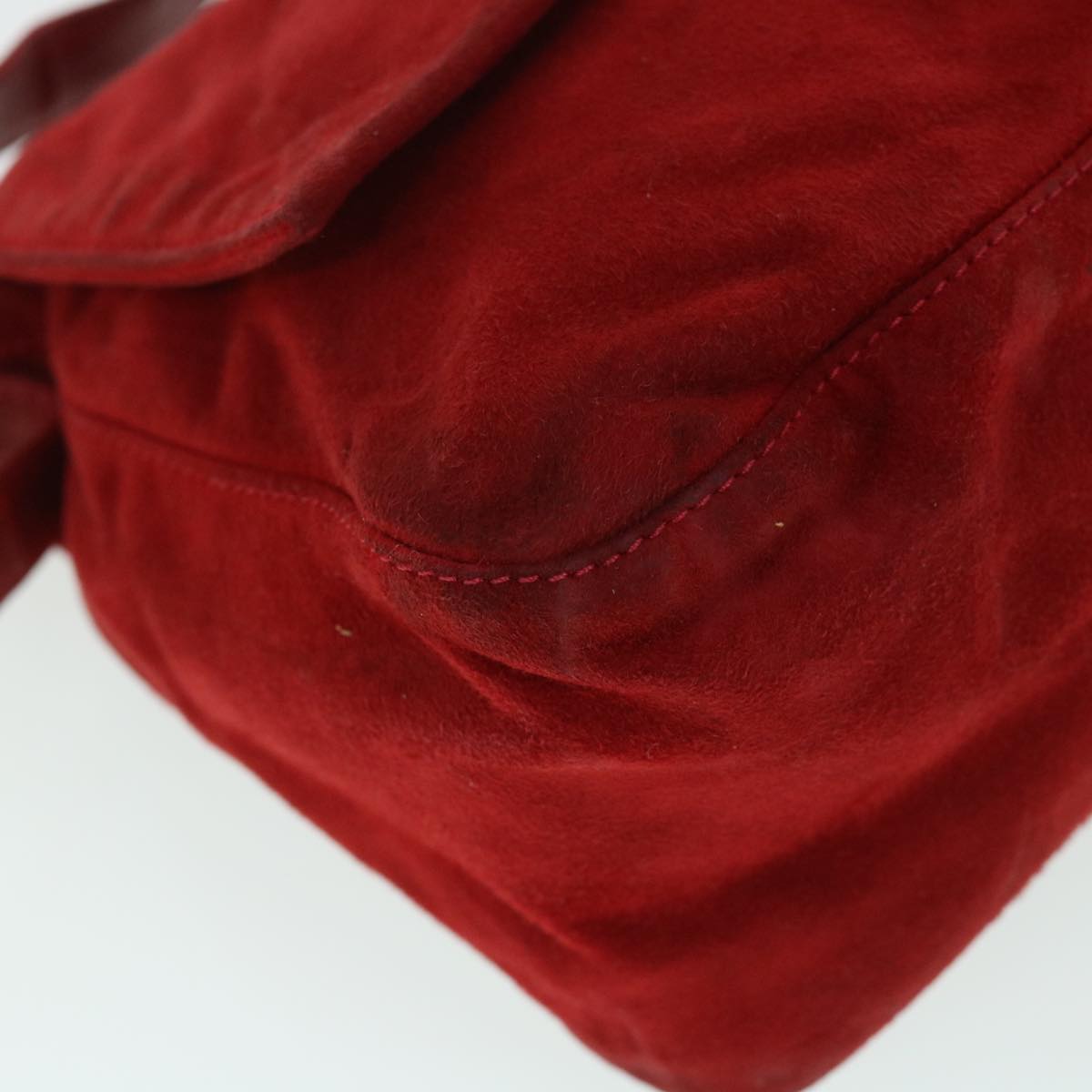 FENDI Mamma Baguette Shoulder Bag Suede Red bs8443