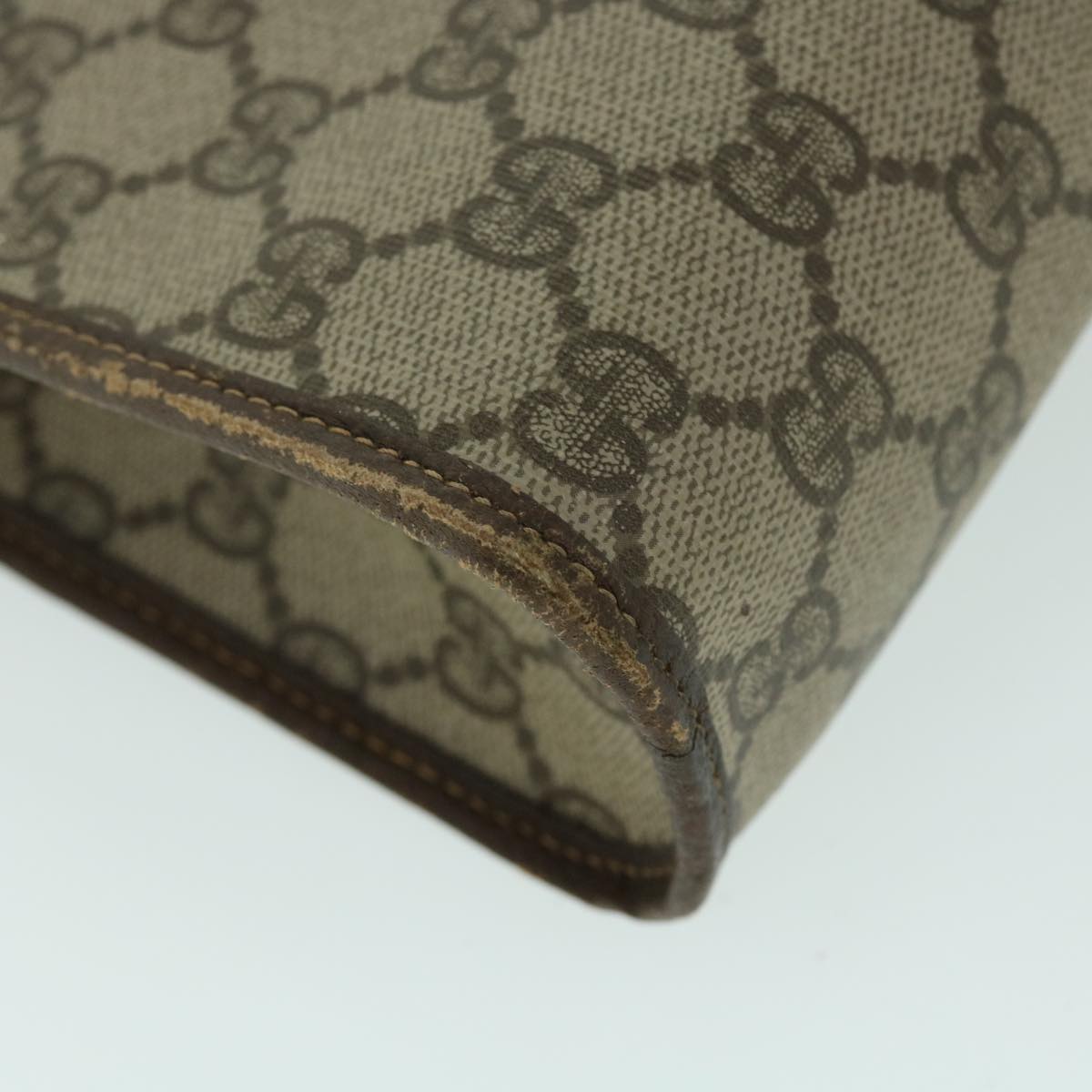 GUCCI GG Canvas Clutch Bag PVC Leather Beige Brown 014 123 6053 bs8482