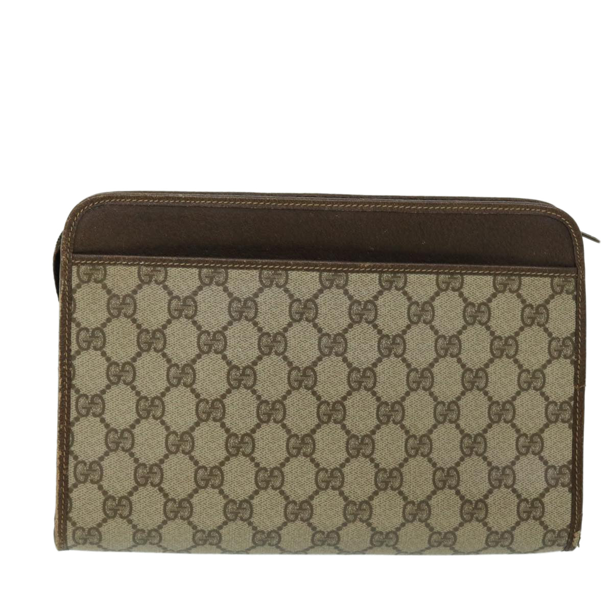 GUCCI GG Canvas Clutch Bag PVC Leather Beige Brown 014 123 6053 bs8482