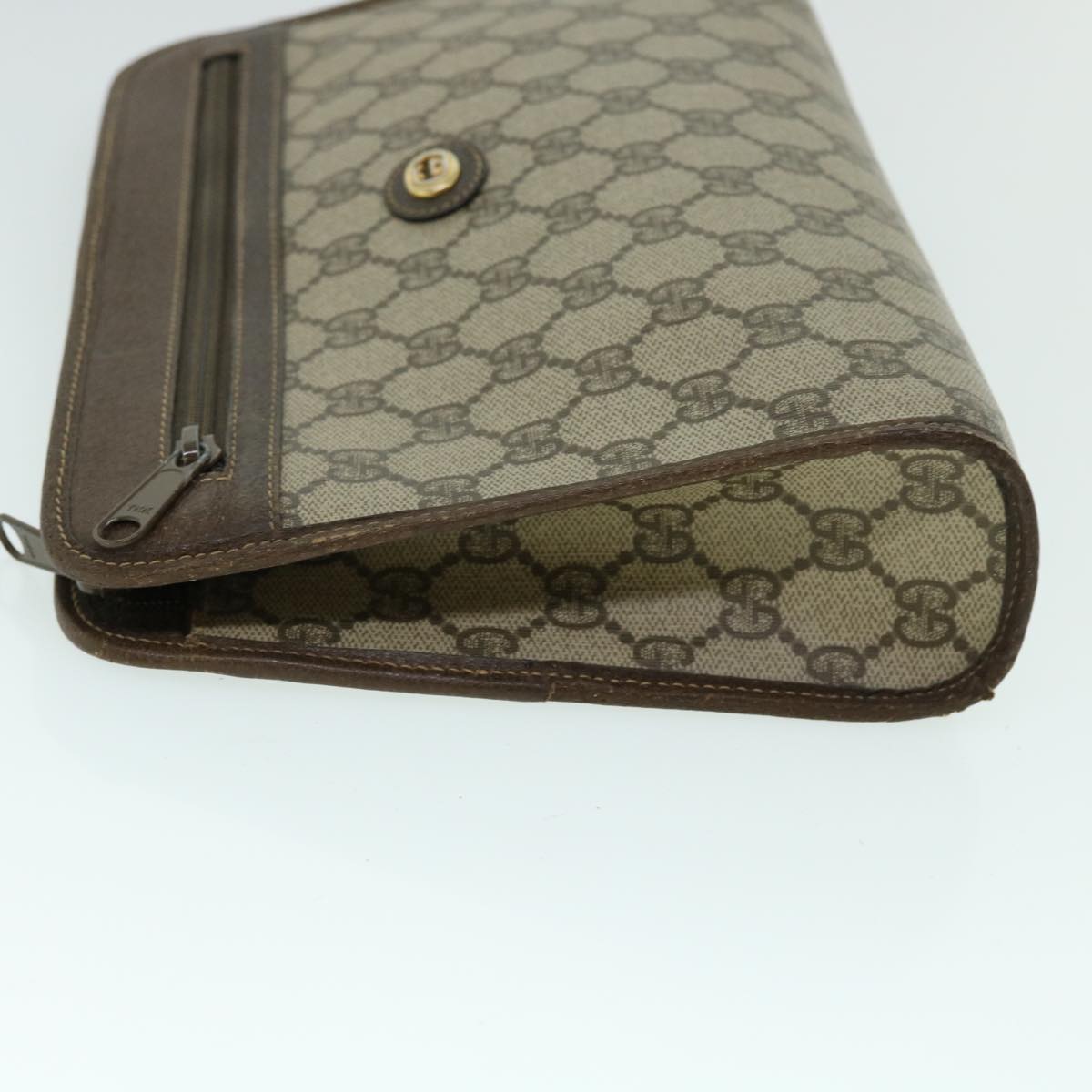 GUCCI GG Canvas Clutch Bag PVC Leather Beige Brown 014 123 6053 bs8482